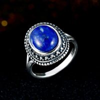 Cluster Ringe 925 Sterling Silber Ring Antique Oval Lapis Für Frauen Männer Schmuck Engagement Jubiläumsgeschenk Mode