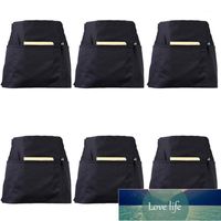 Aprons 6 Pack Black Waist With 3 Pockets - Half For Waitress Waiter 24 X 12 Inch Server Holding Book Gu1 Factory price expert design Quality Latest Style Original Status
