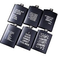 8oz Stainless Steel Hip Flask English Letter Black Personali...