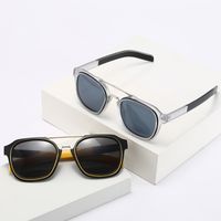 Fashion new men and women outdoor sports sunglasses personality double beam square colorful sunglasses beach travel driving occasions with box.