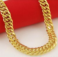Fijne bruiloft sieraden Hoogwaardige 14K ketting geel goud gevuld heren ketting solide Cubaanse curb ketting sieraden 23.6 "11mm opeenvolgende jaren van verkoop kampioen
