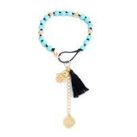 2021 turquoise gevlochten touw ketting kwastje hand palm hanger armband voor vrouwen mode natuursteen kralen armbanden