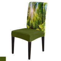 椅子カバー緑の森の太陽自然風景カバーダイニングルームテーブルチェアキッチンテーブルクロスの家の装飾