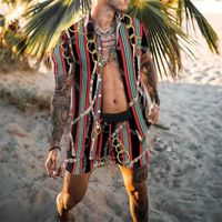 Camicie casual da uomo Mjartoria Men Hawaiian Sets Stampa 2021 Summer Manica Corta Camicia da sposa Beach Shorts Streetwear Mens Suit 2 PCS S-3XL