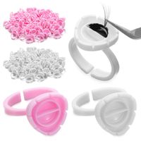 False Eyelashes Wholesale 100Pcs Disposable Eyelash Glue Fan Cup Rings Holder Container Tattoo Pigment Extension Tools Lash Supplies