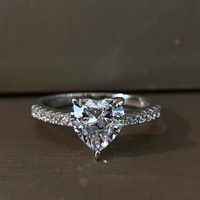 Cluster ringen 925 sterling zilveren mousserende hoge koolstof + hart zirkoon bruiloft voor vrouwen verlovingsfeest ring bague anel