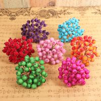 Mini Christmas Artificial Flowers Frosted Artificial Berry Vivid Red Holly Berries Tree Decorative Double Heads 20220111 Q2
