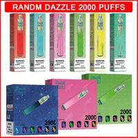 Authentic Randm Dazzle 2000 Puffs Одноразовые E Cigarettes Vape Pod Device 1100mah Перезаряжаемая батарея предварительно заполненный батареей 6 мл картридж вершин ручка RGB Light Ecigarette