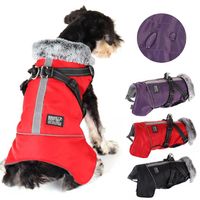 Large Dog Clothes with Harness Winter Warm Fur Collar Waterproof Reflective Padded Jacket Small Big Coat French Bulldog 220118