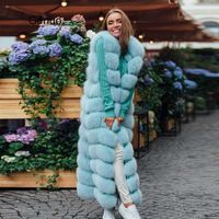 10- section Luxury Faux Fox Fur Winter Vest Jacket Sleeveless...