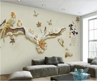 壁紙カスタム壁画3D PO壁紙壁の鳥エンボス枝の枝は3日目のロールのための家の装飾のリビングルーム