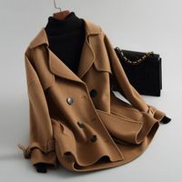 Laine de femme mélange double couche latérale femme veste femme automne hiver femmes coréennes manteaux de laine millésible casaco féminin mon