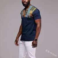 3 색 Mens T 셔츠 대형 캐주얼 국가 스타일 스티치 인쇄 아프리카 짧은 소매 느슨한 캐주얼 의류 S-5XL