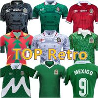 1998 Meksika Retro Futbol Forması 98 Meksika Ev Yeşil Hernandez Blanco Campos #11 Blanco Away Beyaz Klasik Futbol Forma Gömlekleri