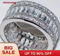 Wedding Rings Choucong Full Princess Cut Stone 5A Zircon 10KT White Gold Filled Engagement Band Ring Set Sz 5-11 Gift