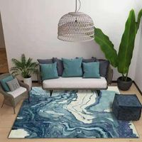 Mattor Kinesisk stil matta för vardagsrum modern mode matta abstrakt landskap blå sovrum sängvagn mjuk icke-silp matta
