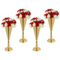 花瓶4PCS /セット14.7インチの背の高い床のための居間の結婚式の花のゴールド花瓶テーブルの中心的なレセプションパーティー家の装飾