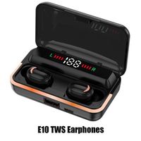 TWS E10 Écouteurs sans fil Bluetooth 5.1 Écouteurs avec boîte de chargement de batterie de 1200 mAh Sports imperméables jeu Écouteurs Casquettes VS F9A05A05