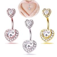sexy 316 l surgical steel navel rings women double gem Belly Button Navel Bar Ring Body Piercing bars Jewelry wholesale belly rings