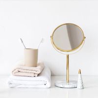 Spiegels Zwart / Wit Marmeren Badkamer Make-up Mirror Tafel Top Double Faced Bath Makeup Accessoires