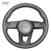Yuji-Hong Black Artificial Leather Car Steering Wheel Covers Case for Audi A1 (8X) A3 (8V) A4 (B9) Avant A5 (F5) Q2 2016-2019