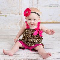 Colorful Lovely Rompers For Baby Girls Pink Ruffle Lace Romp...