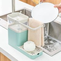 Bouteilles de rangement JARS Étagère évier avec distributeur de savon à la vaisselle Ustensiles de lavage ustensiles de cuisine Porte-éponge Organisateur Accessoires