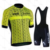 Yarış Setleri 2021 Strava Bisiklet Jersey Yaz Seti Pro Takım Giyim Yol Bisikleti Takım Elbise Bisiklet Bib Şort MTB Ropa