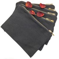 100pcs lot 12oz thick black canvas makeup bag with golden metal zip gold lining blank cosmetic bag toiletry pouch for DIY screen print45