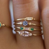 Fashion Crystal Zircon Gold Wedding Rings Set Vintage Bohemi...