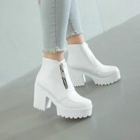 Compre al por mayor Botines De Tacón Grueso Blanco Plataforma de bajo  precio \u0026 de calidad con envío gratuito | Es.DHgate
