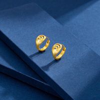 Stud 24K Gold Earrings For Women Simple Chinese Style Vintage Wedding Engagement Gift Fine Jewelry Kolczyki Damskie