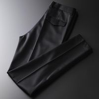 Luksusowa wełna Mens Biznes i Casual Black Suit Man Spodnie Plus Rozmiar 4XL Slim Fit Horn Button Male Spodnie Męskie