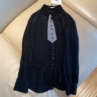 Marka kadın bluz gömlek tasarımcı kadın giyim ithal ipek gömlek siyah renk boyutu SML