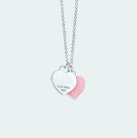 Fashion Double Heart Pendant Stainless Steel Necklace Letter...