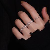 925 sterling argento fila anello anello francese elegante tallone rotondo perline a forma di riso perline a corda a corda doppia anello in argento