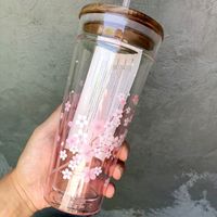 Starbucks canecas de tumblers rosa sakura grande capacidade de vidro acompanhante copo com xícaras de palha fy5142