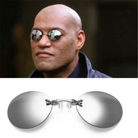 Солнцезащитные очки Роскошные Мода UV400 Мини Rimless Clip на носу Круглая линза Хакер Империя Matrix Morpheus Старинные Очки Мужчины
