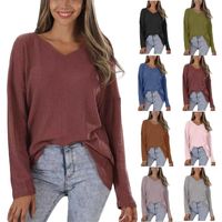 Damen Hoodies Sweatshirts 2021 Herbst- und Winterkleidung V-Ausschnitt Pullover Langarm T-shirt Boded Shirt European American Außenhandel