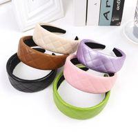 Hair Accessories H:HYDE Fashion Wide Side Hairband Casual PU Artificial Leather Headband Simple Classic Turban Solid Glossy