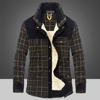 겨울 재킷 남자 두꺼운 따뜻한 양털 셔츠 코트 100 % 코 튼 격자 무늬 플란넬 군사 의류 Chaquetas hombre 크기 M-4XL 220118