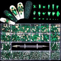 Fábrica 21 Grid Retro Verde / Royal Azul Nail Strass para DIY Manicure 2021 Moda Multi-Size Glass Unils Acessórios Hands Salon Art Decoração
