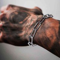 Pappersklipplänk Armband, Chunky Chain Armband, Rostfritt Stål Hera Ara Armband för män Kvinnor Smycken