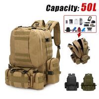 50L Tactical Backpack 4 in 1 Military Bags Army Rucksack Backpack Molle Outdoor Sport Bag Men Camping Hiking Travel Climbing Bag 220121