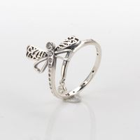 Anelli di cluster autentici 925 anello in argento sterling 925 Anello Dreamy Dragonfly, Clear CZ compatibile con gioielli Opean