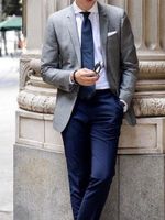 Compre al por mayor Blazer Azul Marino Pantalones Grises de bajo precio \u0026  de calidad con envío gratuito | Es.DHgate