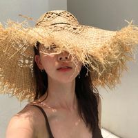 Plaj Şapka Kadın Hollow Rafya Şapkalar Bayanlar Bahar Saman Retro Touraat Kadınlar Yaz Luffy Helen Kaminski Geniş Ağız