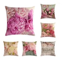 Cushion Decorative Pillow 45*45cm American Country Rose Flowers Cushion Cover Romantic Seat Throw Covers Linen Office Sofa Pillowcase Gifts