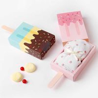 Dondurma şekli hediye kutusu Bebek Duş Doğum Günü Partisi Şeker Kutusu Çocuk Sevimli Karikatür Çekmece Kağıt Hediye Kutusu Wrap Çikolata Paket Kutuları