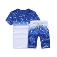 Chándales para hombres Hombres de manga corta de manga corta Gradiente de impresión Traje T-shirts Top Tee Shorts Sets